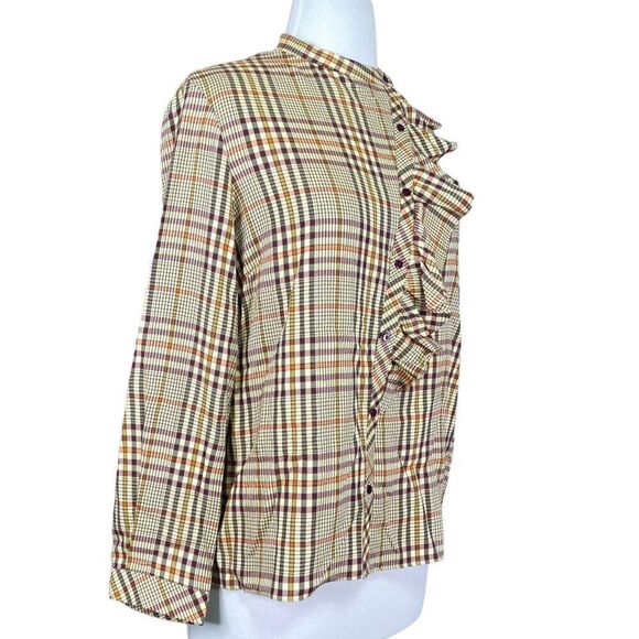 Zara Woman Button Up Ruffle Blouse Size Small - Picture 5 of 6